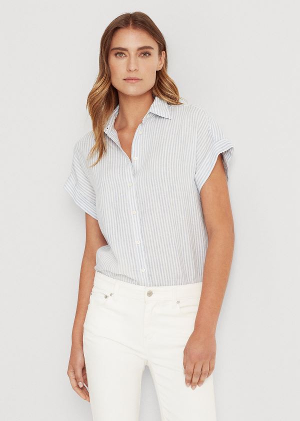 Camisa Ralph Lauren Striped Linen Mulher 92680-VWLB